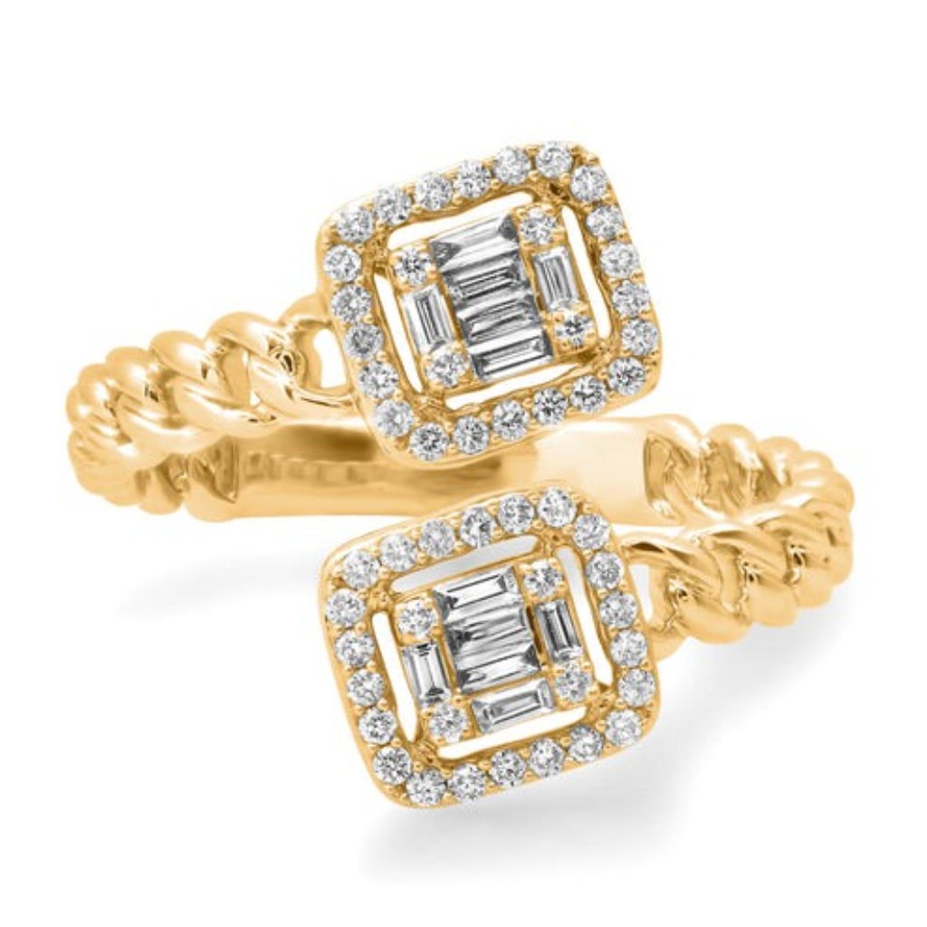 Baguette Diamond 14k Or 18k Upon Request Yellow Gold Wrap Ring 2793$